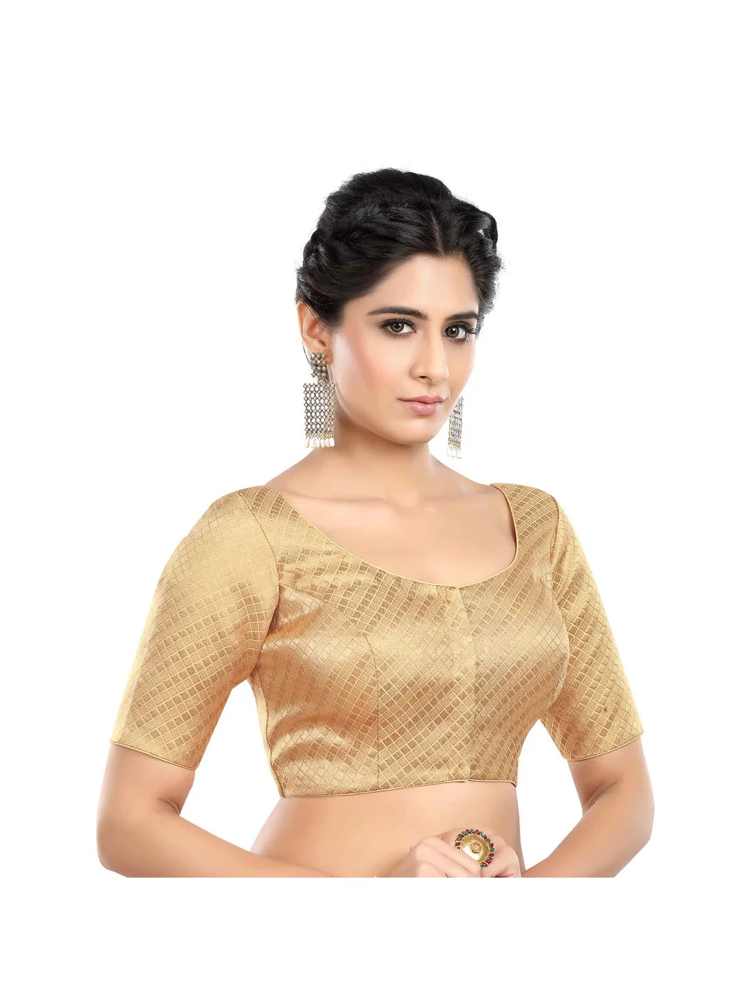 Golden Square Print Blouse